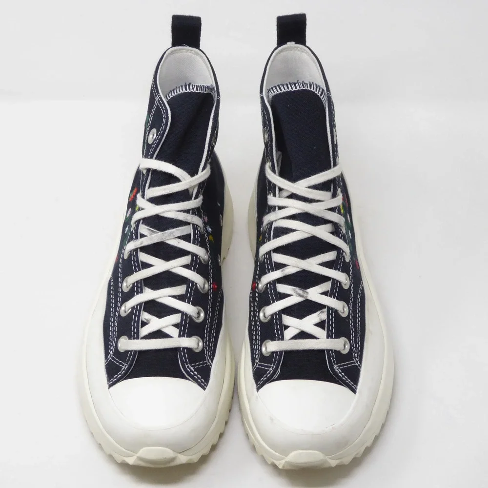 Converse Womens Run Star Hike High Top Black Floral Embroidered A02192C Size 10 - Picture 2 of 10